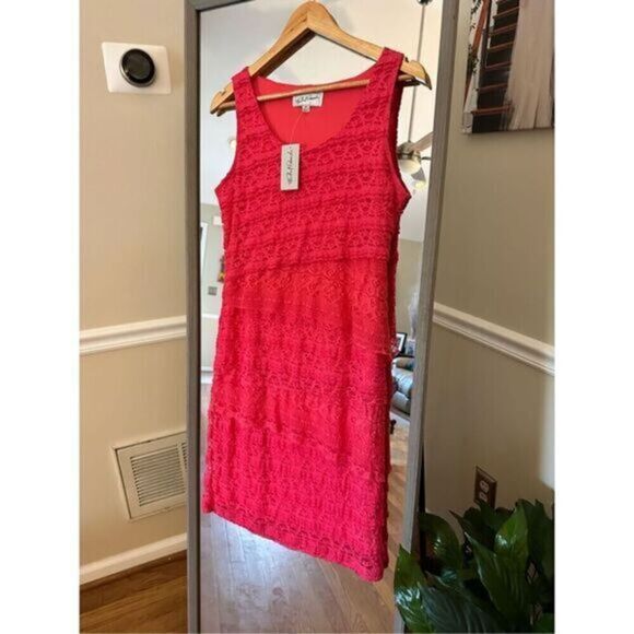 Michael Edwards Lace Watermelon NWT Dress Size‎ Medium - Picture 1 of 3